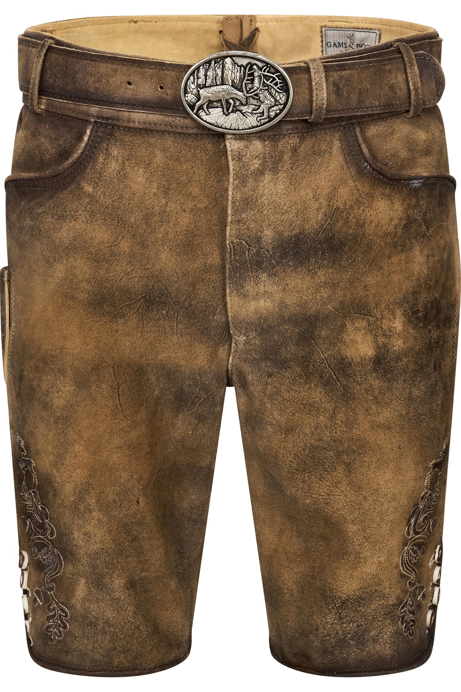 Lederhose Kiefer von Gamsbock in Hellbraun